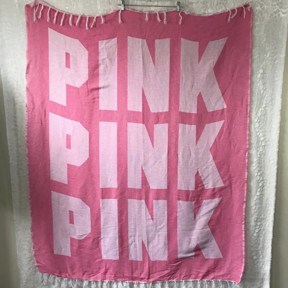 PINK Victoria's Secret Other - PINK Victoria’s Secret Beach Blanket Throw Snuggle Lightweight Couch Fringed